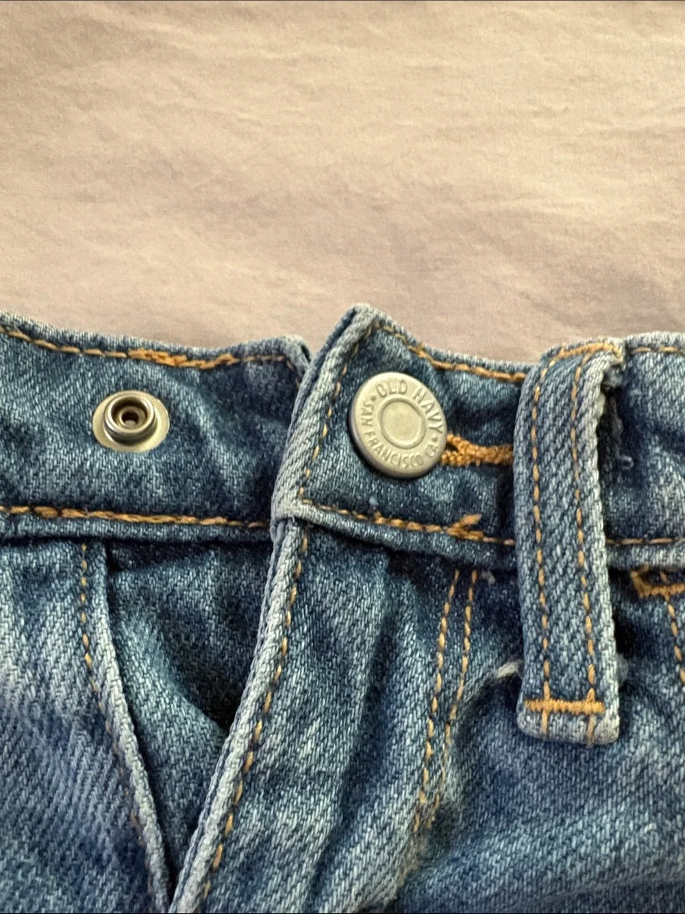 Old Navy Light Blue Denim Skirt with Frayed Hem